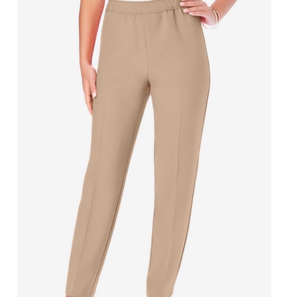 Vintage LIKE NEW 1986 20 Petite Sara Morgan tan straight leg pants w/pockets - Picture 1 of 15